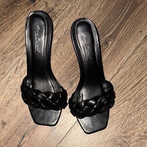 Anne Michelle Black Braided Heels